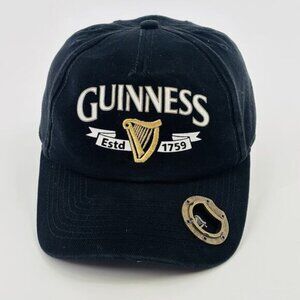 Guinness Beer Hat Cap Adjustable, Black White Hat With Bottle Opener￼